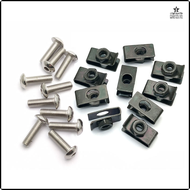 [seui43] 10 Set Plastic Cover Silver Stainless Steel Screw Bolt and U Type Clips with Nut M5 5mm M5X