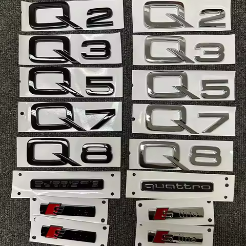 The new ABS letter 3D sticker For Audi Q2 Q3 Q5 Q7 Q8 logo quattro Sline Black Silver general