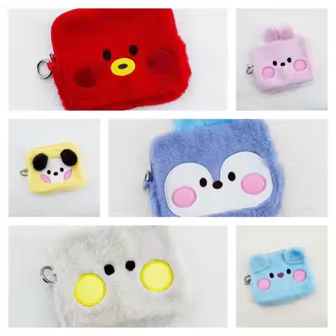 Anime Cartoon BT21 COOKY CHIMMY Plush Storage Bag Creative New Style Women's Portable Makeup Bag Han
