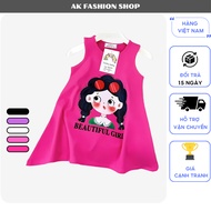 Dress Sleeveless Letter A shaped like A funny girl in soft cotton fabric for beautiful girls_AK.103