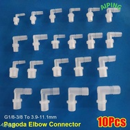 NG1ZX 10Pcs Water Hose Joint, G1/8-3/8 To 3.9-11.1mm Plastic Pagoda Elbow Connector,  PP PE Soft Hos