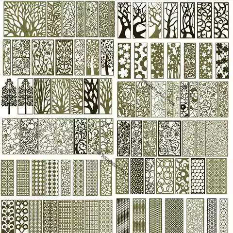 1000+ Wooden Carved Hollow Door Panel Partition Design Drawings for CNC Laser Cutting DXF CDR Format