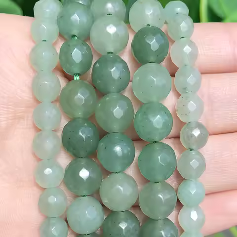 wholesale Natural Stone Faceted Green Aventurine Round Beads 15.5" Pick Size 4 6 8 10 12mm For Jewel