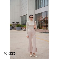 SIXDO Women's Flared Woven Pants (Beige Flared Woven Pants)