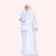 Floral embroidered mukena, white mukena, mukena adult mukena, long mukena, mukena, annur suit