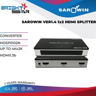 CONVERTER SAROWIN VER1.4 1x2 HDMI SPLITTER / HDSP0102N / UP TO 4Kx2K / HDMI1.3b / 1Y