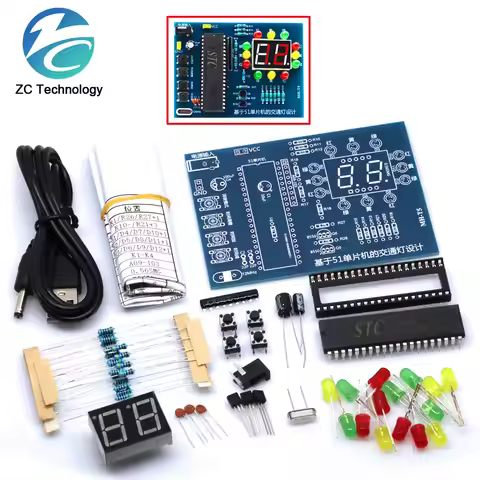 MHT5 Traffic Light Controller Electronic DIY Kit Electromechanical Skills Training Contest STC89C52 
