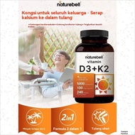 EXP:2027 《Barang spot》NatureBell Vitamin D3 5,000 IU + K2 100 mcg, 240 Softgels