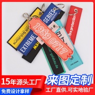 Aviation Double-Sided Embroidery Keychain Text Woven Mark Keychain Embroidered Cloth Label Pendant C