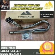 FORCE FORD RANGER T9 DOUBLE TWIN SIDE CARBON MUFFLER EXHAUST PIPE 2023 HKS SINGLE TRIP T9 EKZOS