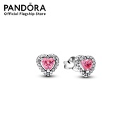 Pandora Elevated Pink Heart Stud Earrings