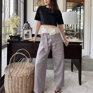 TRAVEL RECIPE Lace Linen Wrap Pants