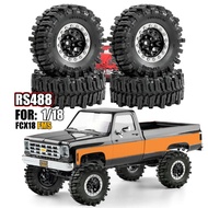 4pcs 64mm 7mm Hex 1.3 inch Metal Beadlock Wheel and Tire for 1/18 1/24 FCX24 FCX24M TRX4M SCX24 AX24