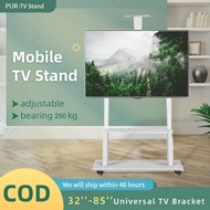 TV Stand Monitor 32-85 Inch White Removable Universal TV Rack Floor Base with TV Box Tray