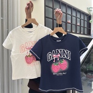Valen Ganni Tee - Basic Print Short Sleeve T-Shirt Top Valen Basic StoreWanita