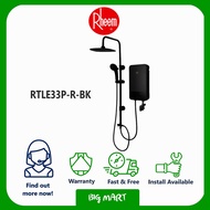 RTLE33P-R-BK  RHEEM PRESTIGE PLATINUM BLACK INSTANT WATER HEATER WITH RAIN SHOWER SET AND PUMP (BLACK)