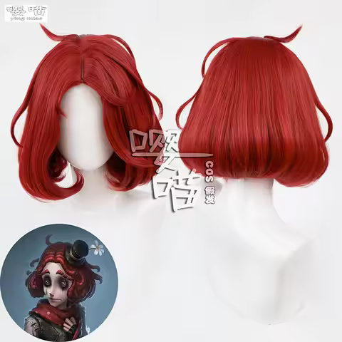 Game Identity V Weeping Clown Joker Cosplay Wig 38CM Dark Red Heat Resistant Synthetic Hair Anime Co