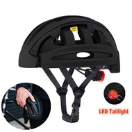 Men's Riding Helmet Portable Folding Cycling Mountain Bike Helmet Road City Helmet Folding Bicycle Lightweight With Taillight