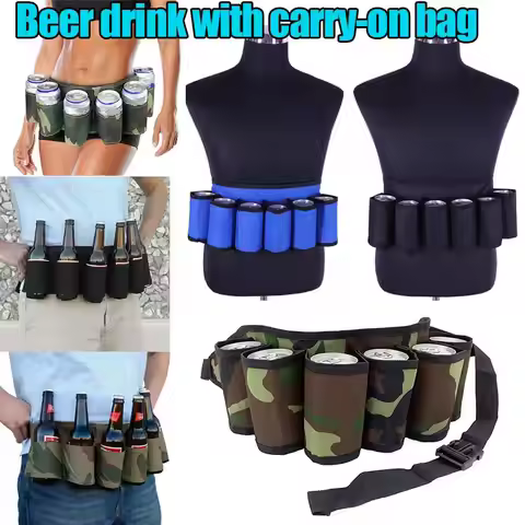 fashion Beer Holder Belt Portable 6 Pack Beer Wine Bottle Beverage Soda Can Drink Waist Bag Ideal fo
