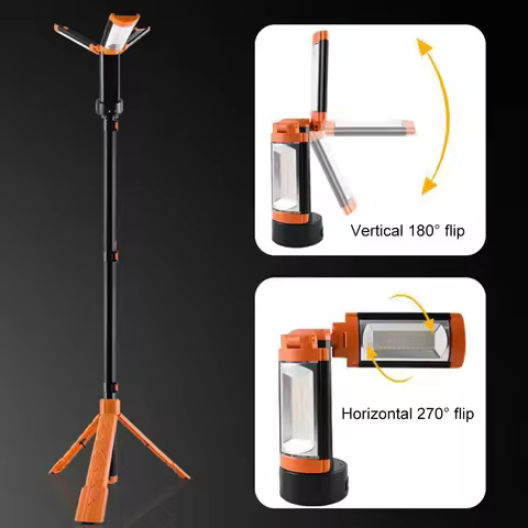 Folding Camping Light LED Work Light with Telescoping Stand Rechargeable Camping Lantern Portable Ca