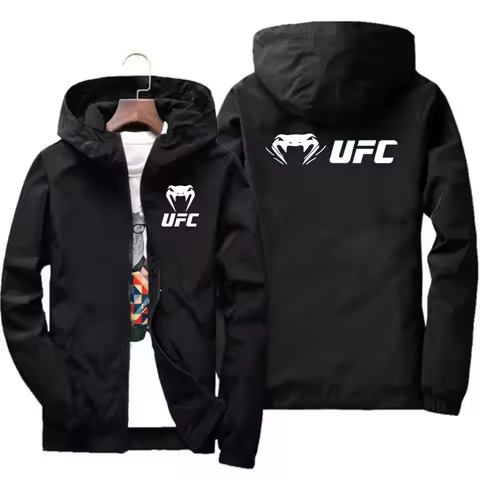 2026 UFC Fighting Logo Breathable Fashion Fitness Zipper Jacket Casual High Quality Hooded Baseball 