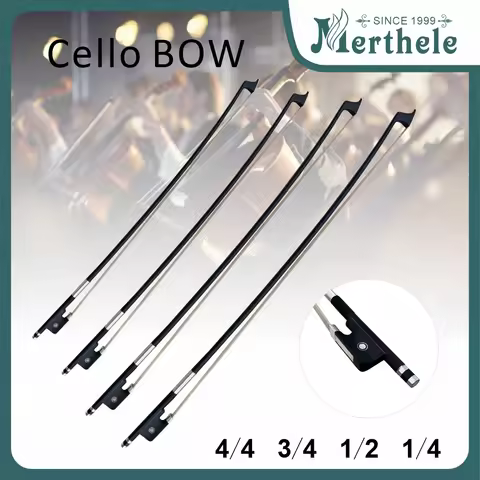 1PCS Advanced Strong Black Carbon Fiber Cello Bow White Horse Hair Fit 4/4 3/4 1/2 1/4 Cello Electri