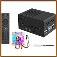 [V E C K] For Raspberry Pi 4 Metal Case with Fan &amp; G20S Pro Remote Control Air Mouse 2.4G IR Voice Gyroscope for Google Assistant