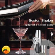 小柑家品 - 【304不鏽鋼5件套】優質不鏽鋼調酒器套裝 調酒套裝5件組 吧勺 濾冰器 酒嘴 量杯 調酒杯 調酒用品 雪克杯 調酒工具 調酒器具