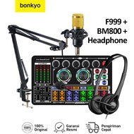 Bonkyo New Set F999+BM800 Live Sound Card Live Mixer Computer Peripherals For Audio Live Karaoke Sou