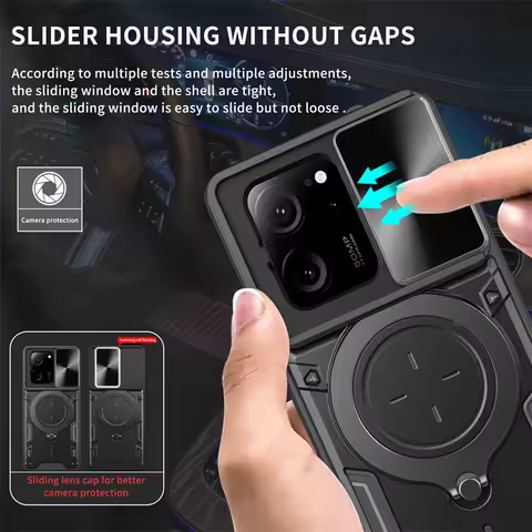 For Xiaomi 13T Pro Case Slide Lens Armor Phone Case For Xiaomi Mi13T Mi 13T 13 T Pro Xiaomi13T Magne