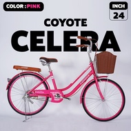 จักรยานแม่บ้าน Coyote รุ่น Celera 24นิ้ว ยางตัน แถมฟรีไฟหน้า-ท้าย (มีจัดส่งพร้อมขี่เป็นคัน 100%+รับป