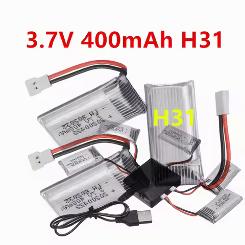 3.7V 400mAh LiPo Battery with USB Charger For X4 H107 H31 KY101 E33C E33 U816A V252 H6C RC Drone Mod