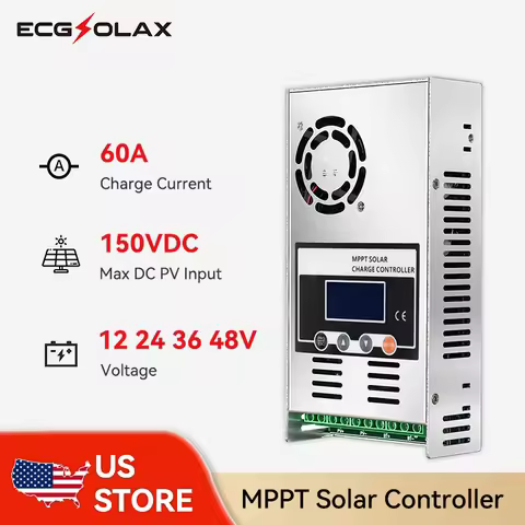 ECGSOLAX 60A MPPT Solar Charging Controller Max PV 150VDC Solar Charge Controller 12V 24V 36V 48V So