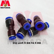 PU tube 8 mm to 6 mm PU tube Slip Lock Reducer Connector