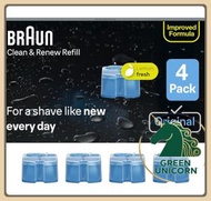 Braun 百靈 CCR4 Clean&Renew 酒精清潔液|匣式清潔液補充裝|CCR-4替換匣 4件裝|專用清潔水|CCR 4適用於Series 5, 7及9系列電動剃鬚刀|全新包裝