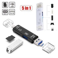 其他品牌 - 白色 5合1 OTG 讀卡器 Usb 2.0 Type-c 讀卡器 手機轉接頭 多功能 讀卡 讀卡器
