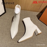 Daphne（DAPHNE） High Heel Boots Women's Shoes Dr. Martens Boots Joint Name White High-Heeled High Heel Boots Women's Autu