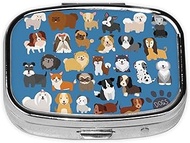 Cute Dog Pug Pill Box Portable Pill Case 2 Compartment Medicine Tablet Vitamin Holder Organizer for Purse Pocket Travel Gifts