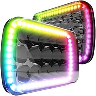 2PCS H6054 Led Headlights 7x6 5x7 Auto Head Lamp Replacement 2PCS Hi/Low Sealed Beam with RGB Halo F