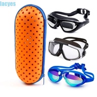 LACYES Swimming Goggles Storage Box, EVA Lightweight Swim Goggle Case, Multcolor with Air Holes Portable with Carabiner Zipper Eyeglasses Case Swimming Equipment