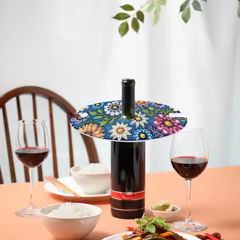 Acrylic Special Shaped Pattern Art Desktop Diamond Wine Glass Holder Art Kits Table Top Diamond Pain