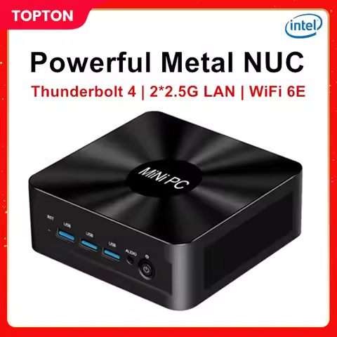 Topton Metal Nuc Gaming Mini PC Intel i7 1365U ES 10 Cores, 2*DDR5, 2*2.5G LAN Firewall Computer Thu