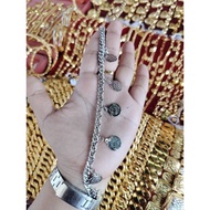 ♥️Gelang Tangan Mesin Gantung Duit Syiling Silver ♥️Emas Korea