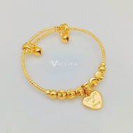 [VJ]Kids Bangle “Boba Dangle Love” Adjustable Bangle Baby-Kids 999.9 Gold Plated BG2-38 <Gelang Boba