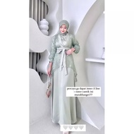 Dress Aurora Fuji Set 2 in 1 Gamis Inner Satin Silk Velvet Kombinasi Outer Cardigan Brokat Payet Mut