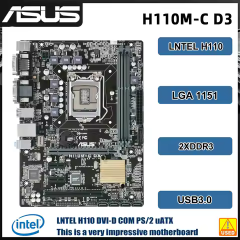 ASUS H110M-C D3 Motherboard Intel H110 LGA 1151 DDR3 32GB support Core i5-6400 6300 6500 7500 6700 G