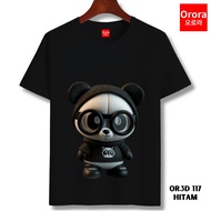 Orora Premium 3D Panda Distro T-Shirt With Glasses - Men's and Women's Screen Printed Tops in Black 