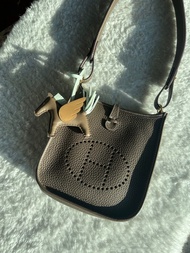 Hermes Mini Evelyne 大象灰金