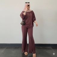 Arvela Women's Premium Knit Set Batwing and Knitted Culottes Set Modest Wear Muslimah