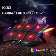 Coolcold Gaming RGB Laptop Cooler 12-17 Inch Led Screen Laptop Cooling Pad Notebook Cooler Stand With Six Fan And 2 USB Ports